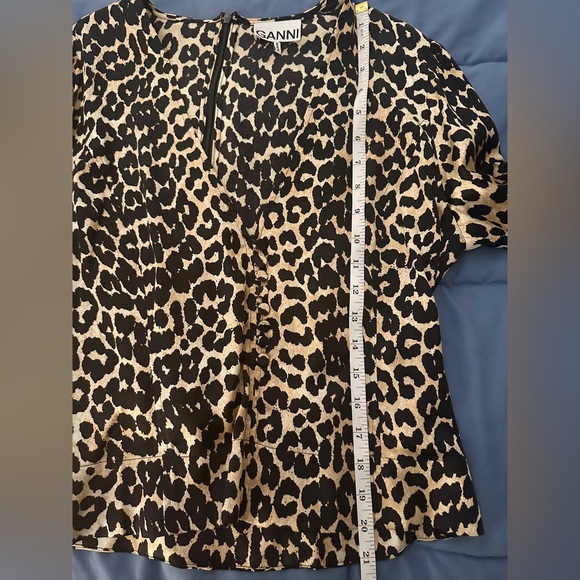 GANNI Silk - Blend Animal Print Button Blouse - Size 40 (US 10) - Picture 11 of 14